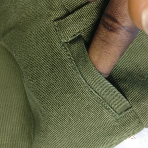 Raw hem Wide leg Sailor pant in Army Green Utility sz 00 Regular 98%cotton NEW - Picture 7 of 13